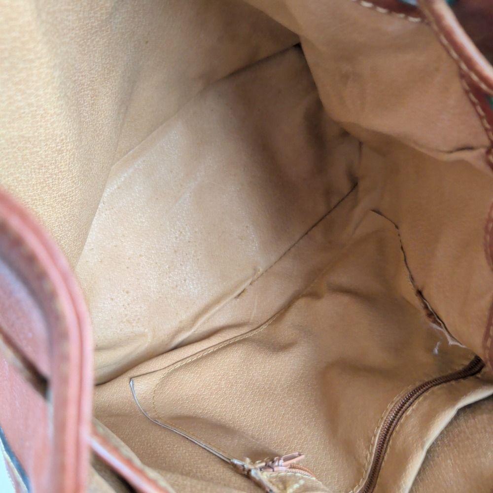 Katana Paris Vintage Brown Leather Drawstring Bucket Bag Crossbody Cognac Medium - Picture 8 of 13